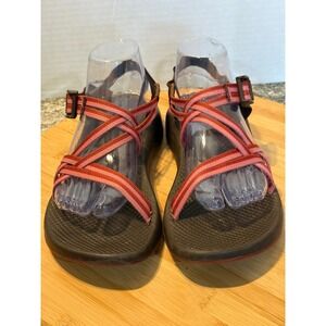 Chaco Z2 Yampa Sandals Womens 9 Brown Pink Double Strap Vibram Sole Toe Loop